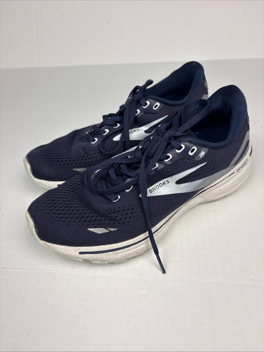 Brooks Ghost 15 Men 8.5 Sneakers Navy Blue Running 1103931D026 Athletic Comfy